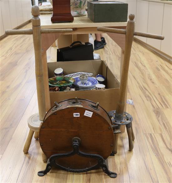 A late Victorian knife cleaner and two washing Dollys